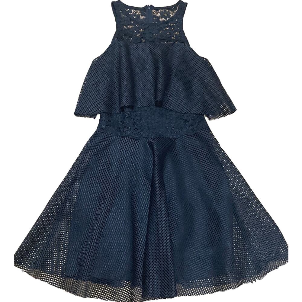 Betsey Johnson Women's 2 Black Whimsy Goth Lace Mesh Romantic Knee‎ Length Dress